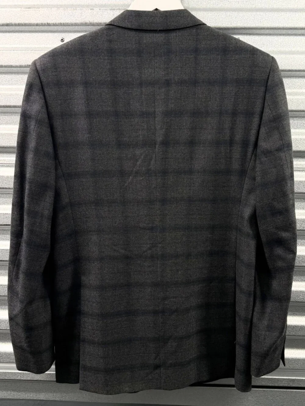 LANVIN Grey Wool Windowpane Check Sport Coat Blazer Jacket